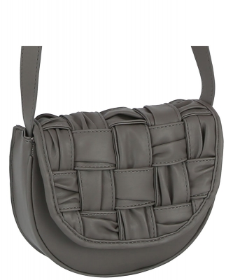 Fashion Faux Woven Saddle Crossbody Bag GLE-0118 GRAY